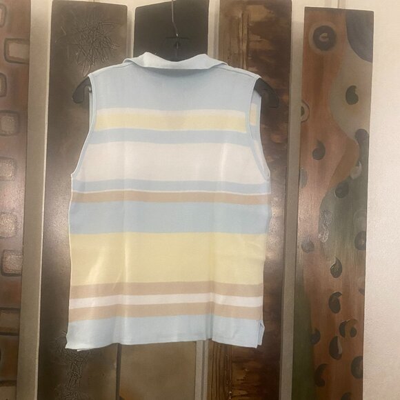 Soft Pastel Colors.  Jeanne Pierre sleeveless knit top, Size M - Picture 4 of 4